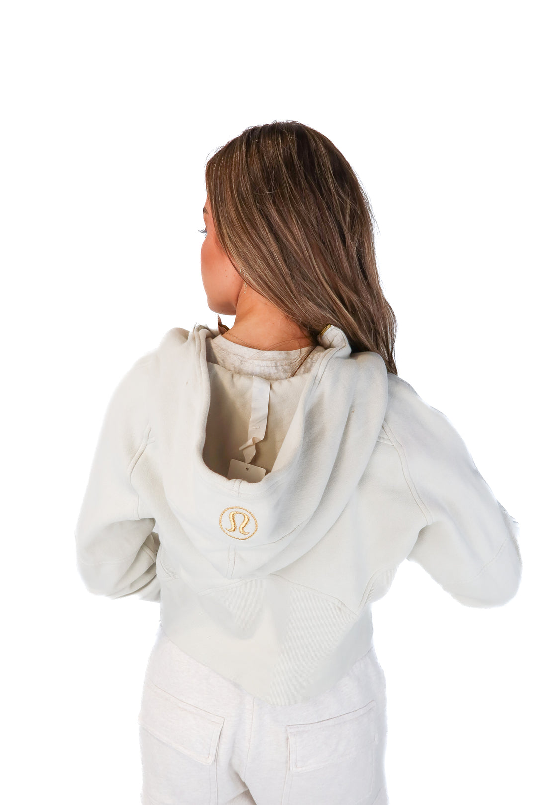 lululemon bone cropped quarter zip (xs/s)