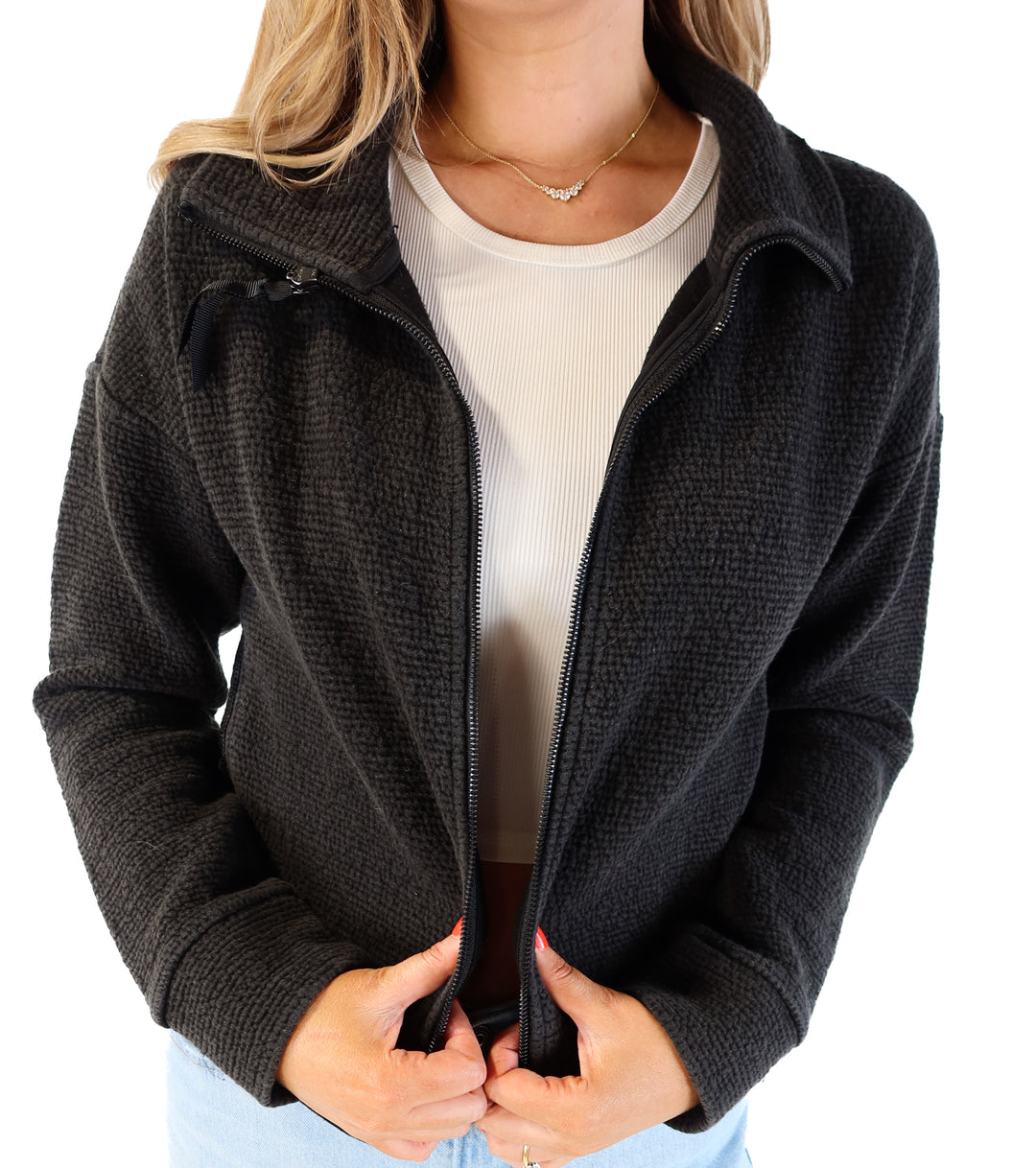 Calia black textured zip up (s; retails for $80)