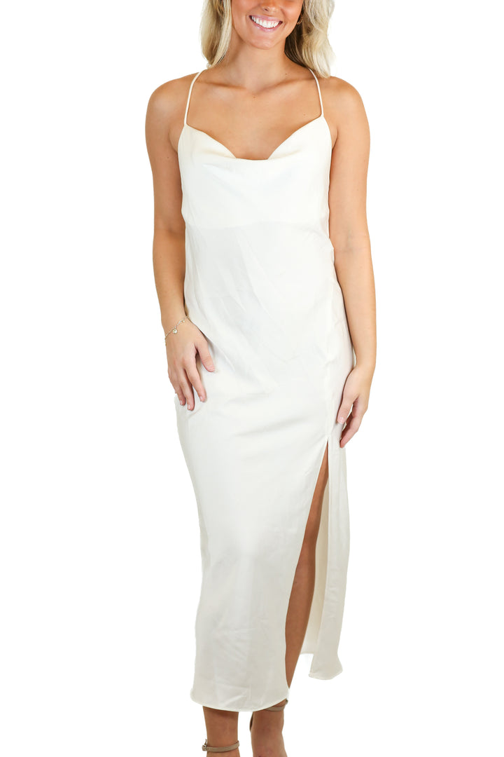 H&M Cream Satin Midi Dress NWT (XS)