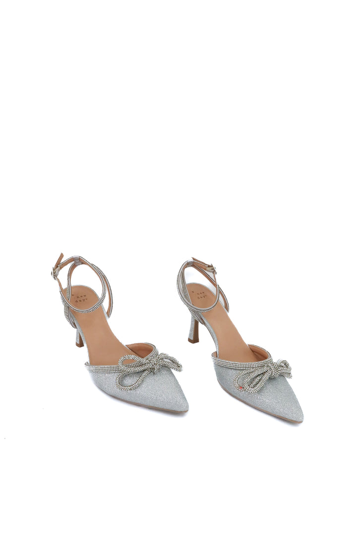 a new day silver sparkly bow heels (9.5)