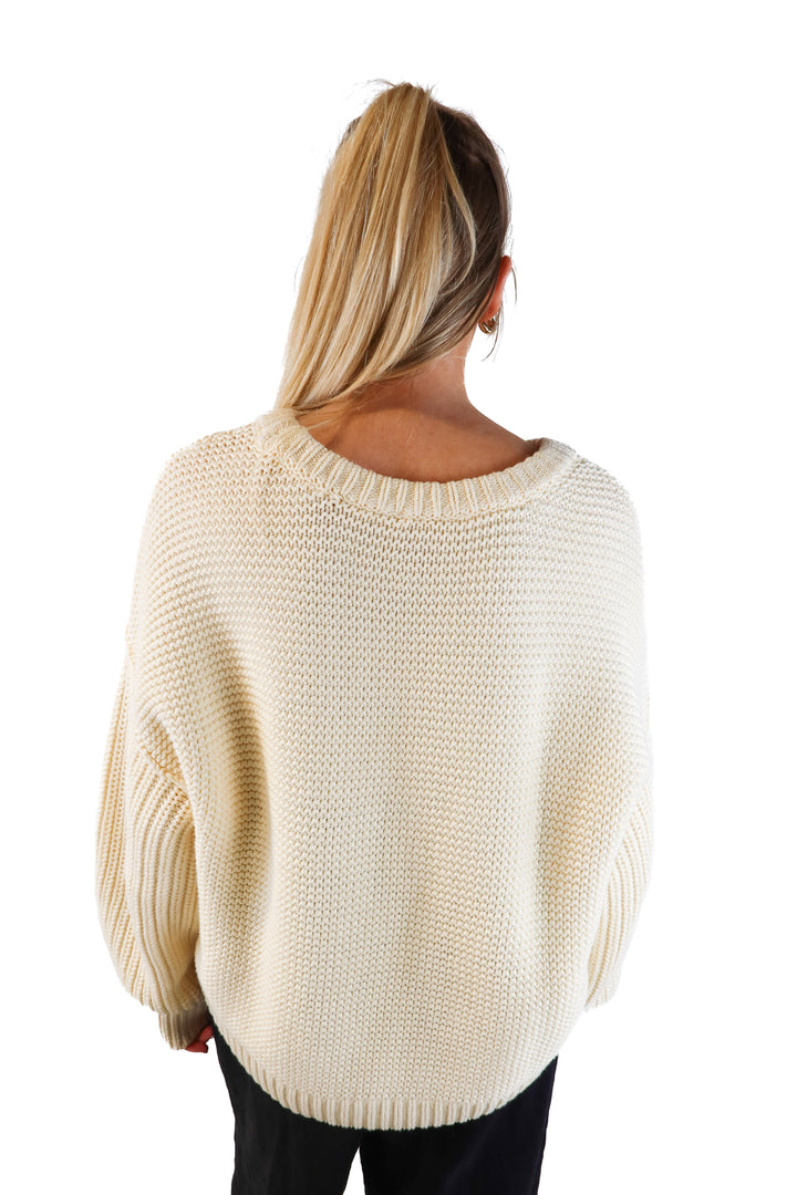 Free People Cream Cable Knit Sweater (M; retail $148)