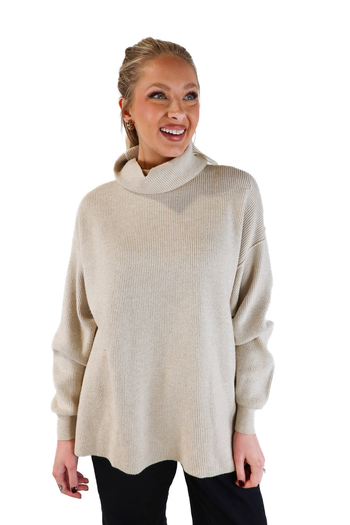 Free People Beige Turtleneck Sweater (S; retail $128)