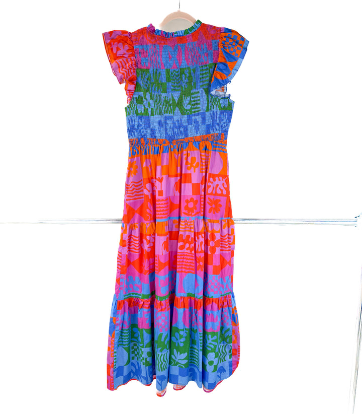 avara smocked aztec dress NWT (L; retail $112)