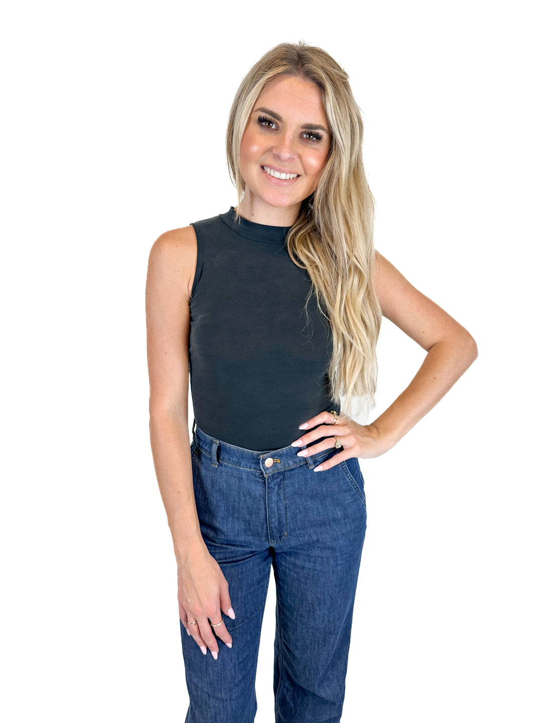 Madewell Soft Black Mock Neck Bodysuit (XS)