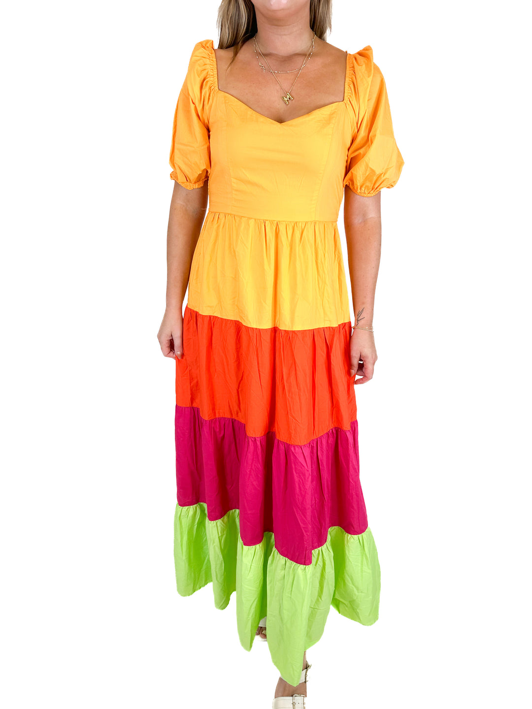 Flying Tomato Color Blocked Maxi Dress (L)