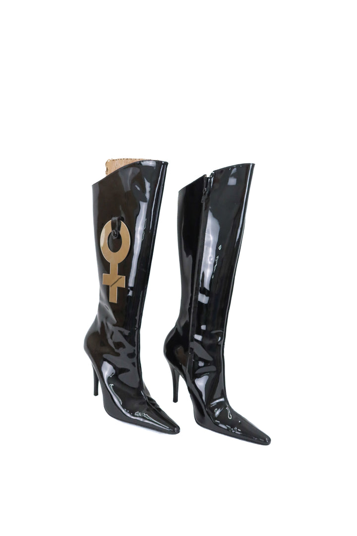 agent provocateur black patent tall boots (37; retail $800)