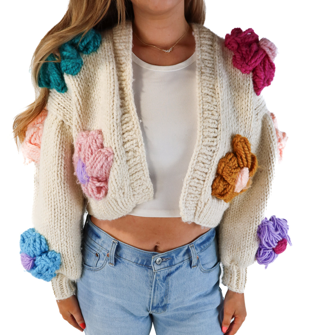 Myracle chunky floral knit cardigan (s; retails for $140)