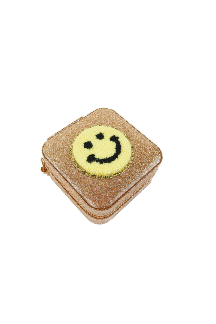 Zomi gems patent glitter and smiley face jewelry travel case NWOT (retails for $25)