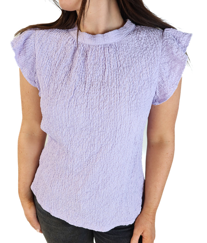 light purple textured button up top (m)