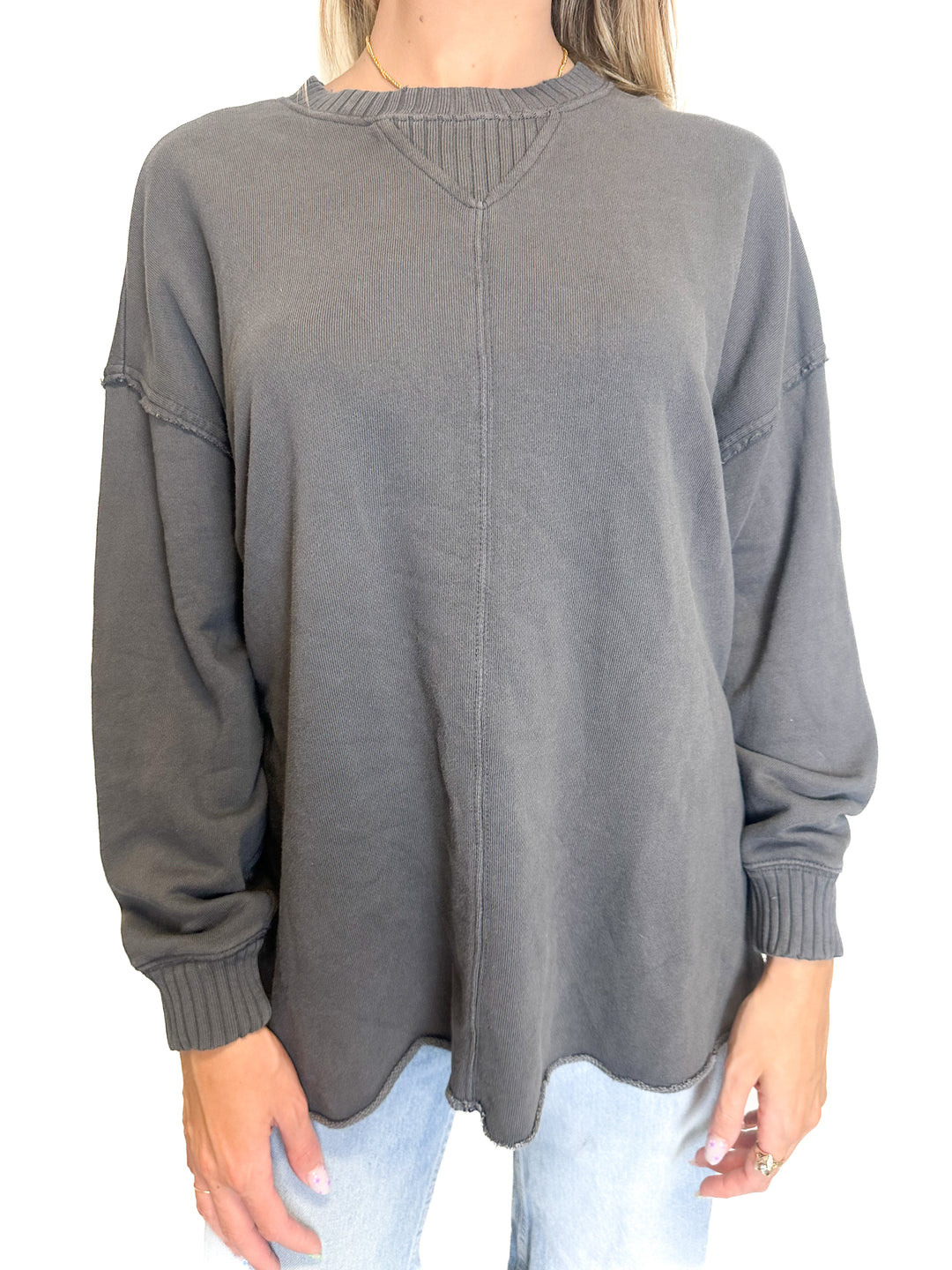 Aerie Raglan Grey Sweatshirt (XXS)