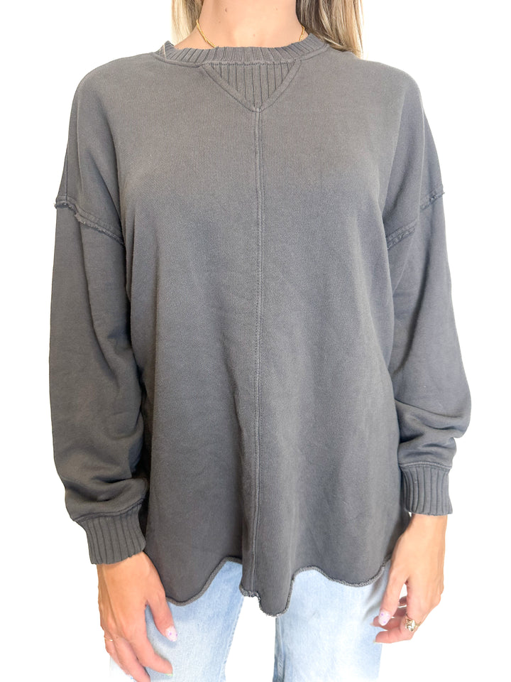 Aerie Raglan Grey Sweatshirt (XXS)