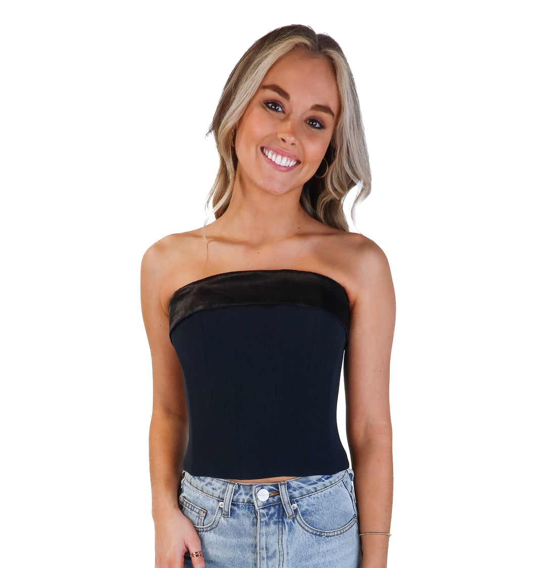Lovers and friends black corset top NWT (xs; retail $149)