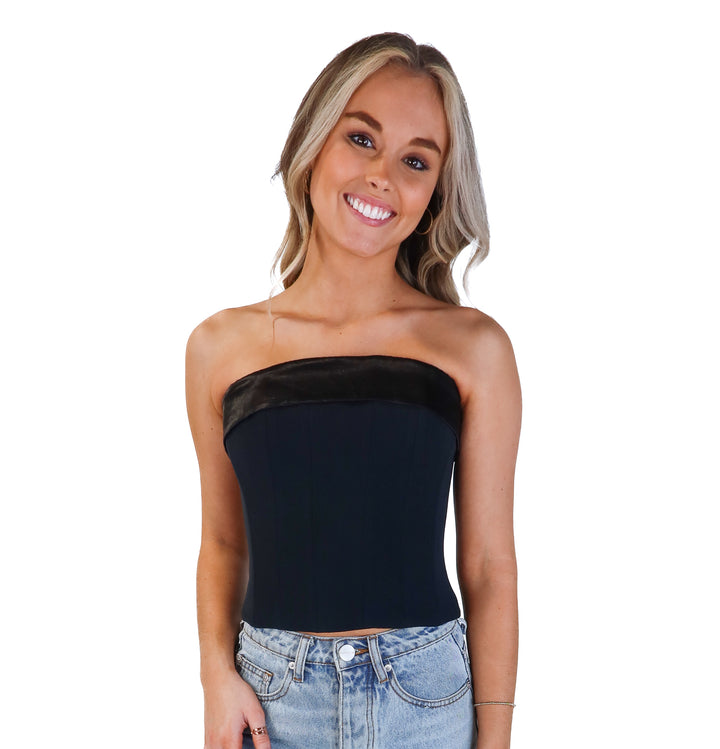 Lovers and friends black corset top NWT (xs; retail $149)