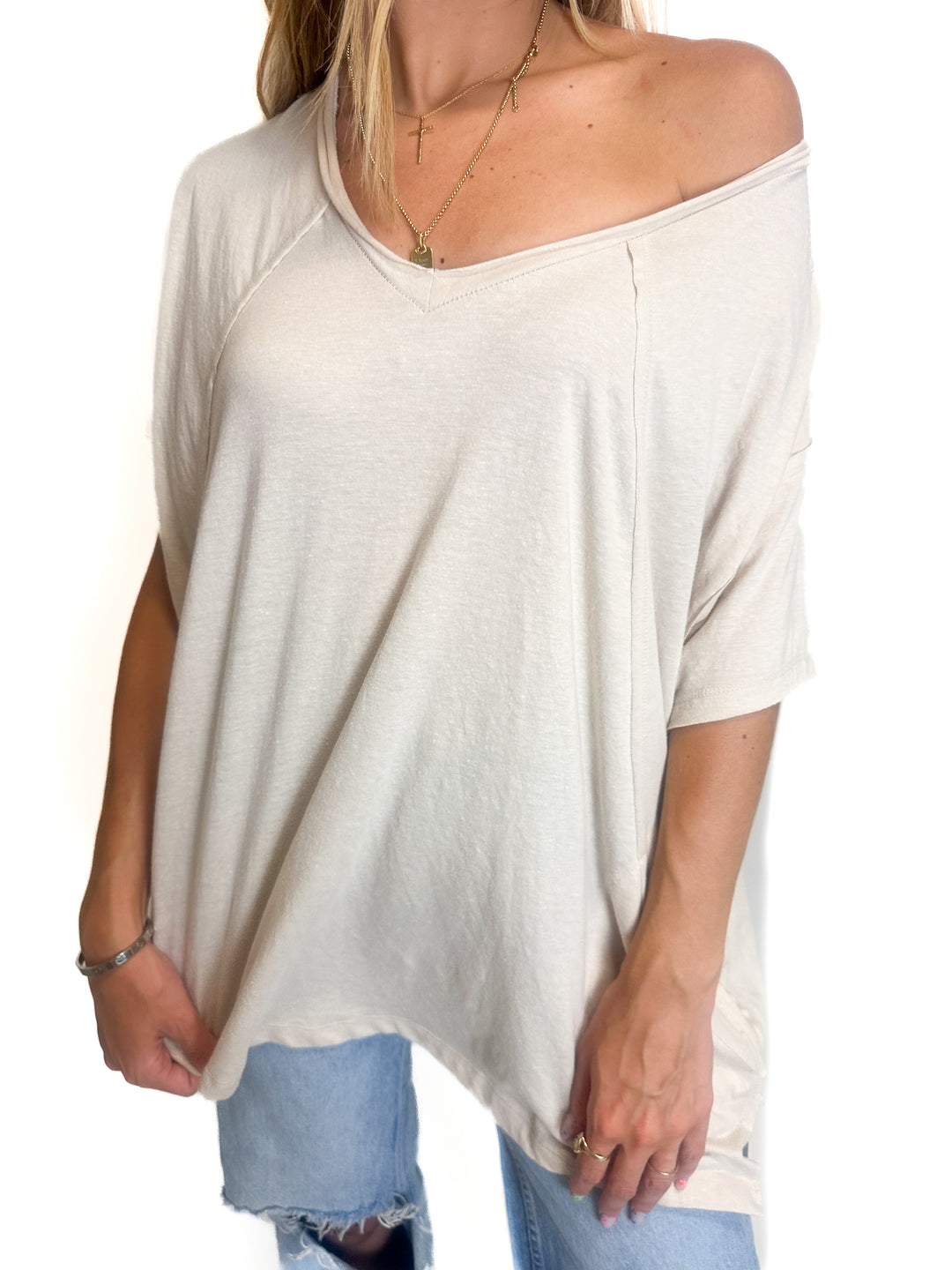Free People Tan Oversized Top (XS)