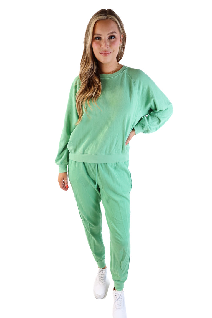 J.crew green loungewear set (s)