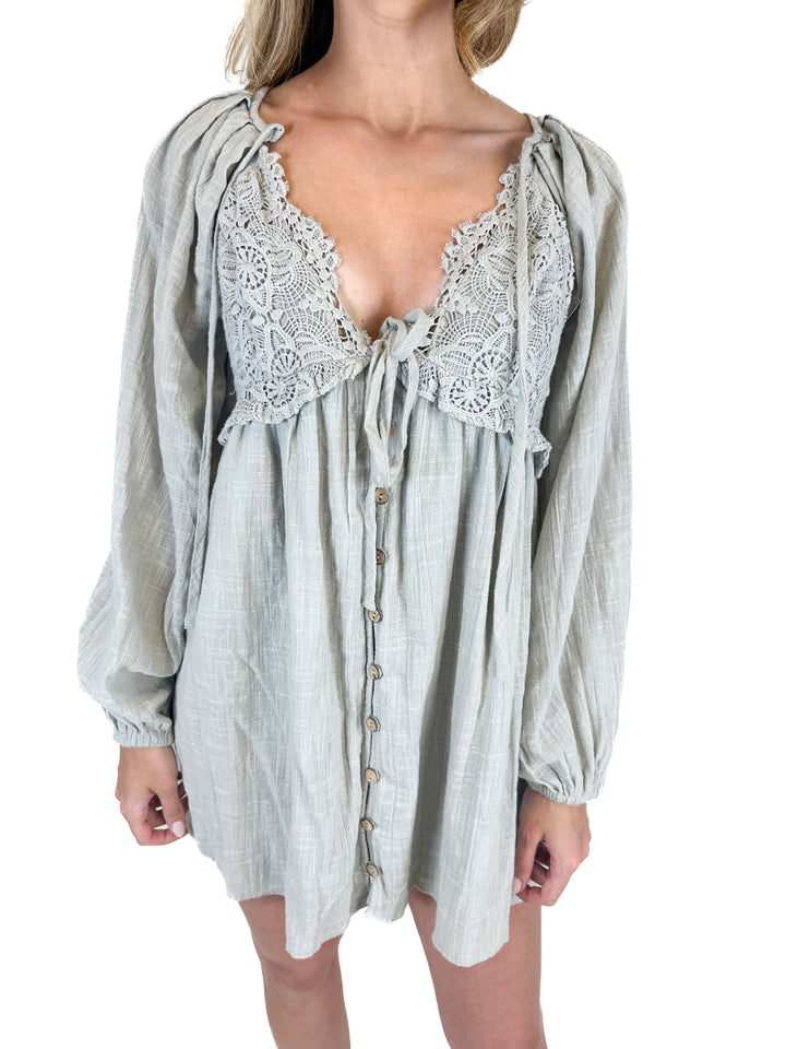 Free People Light Grey Mini Dress (XS)