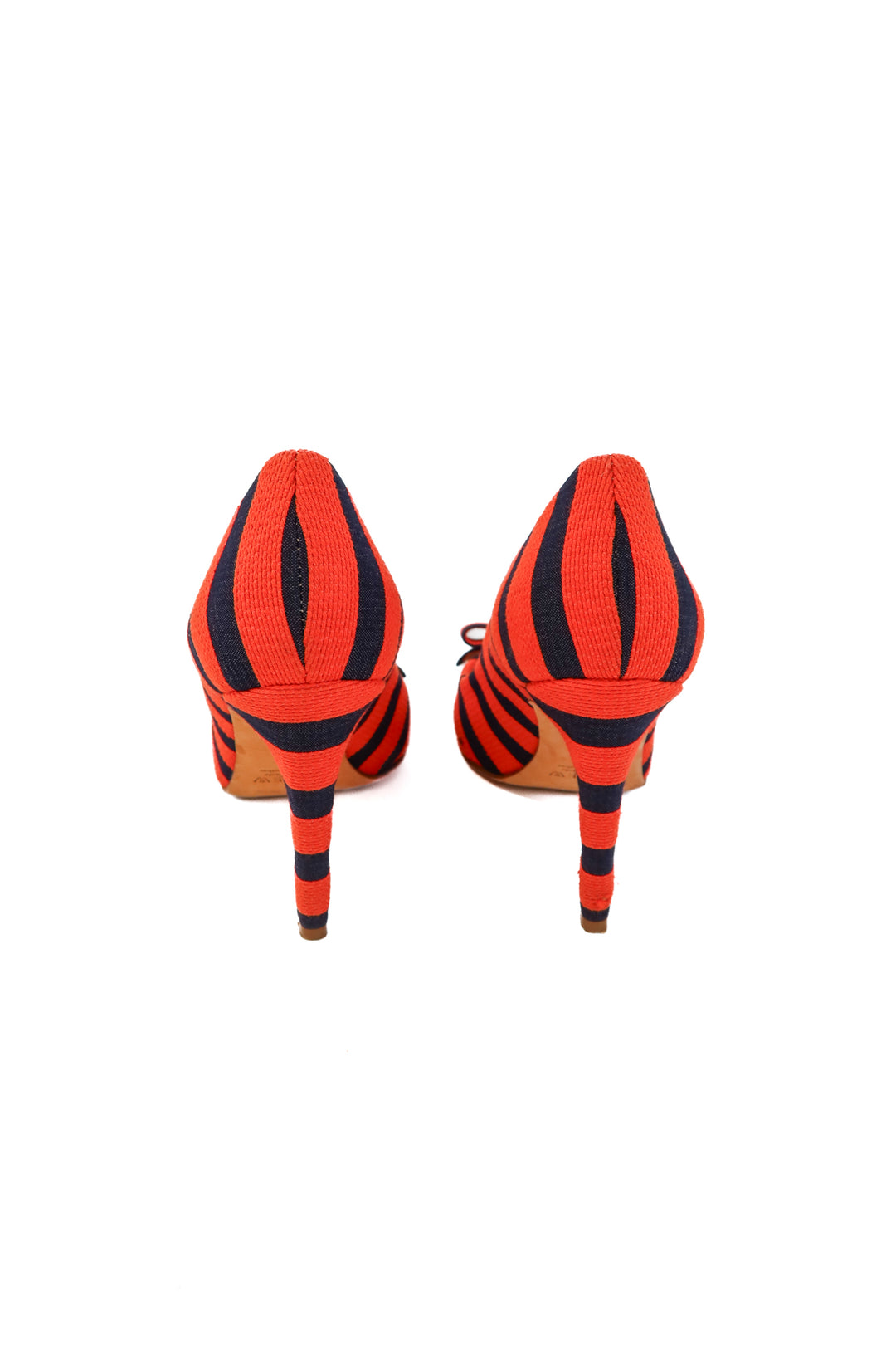 J.crew orange/navy striped heels (8; retails for $298)