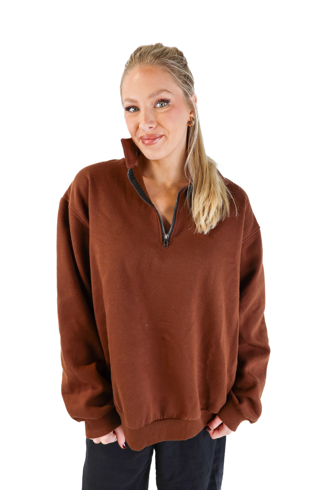 Brown Half-Zip Sweatshirt (XL)