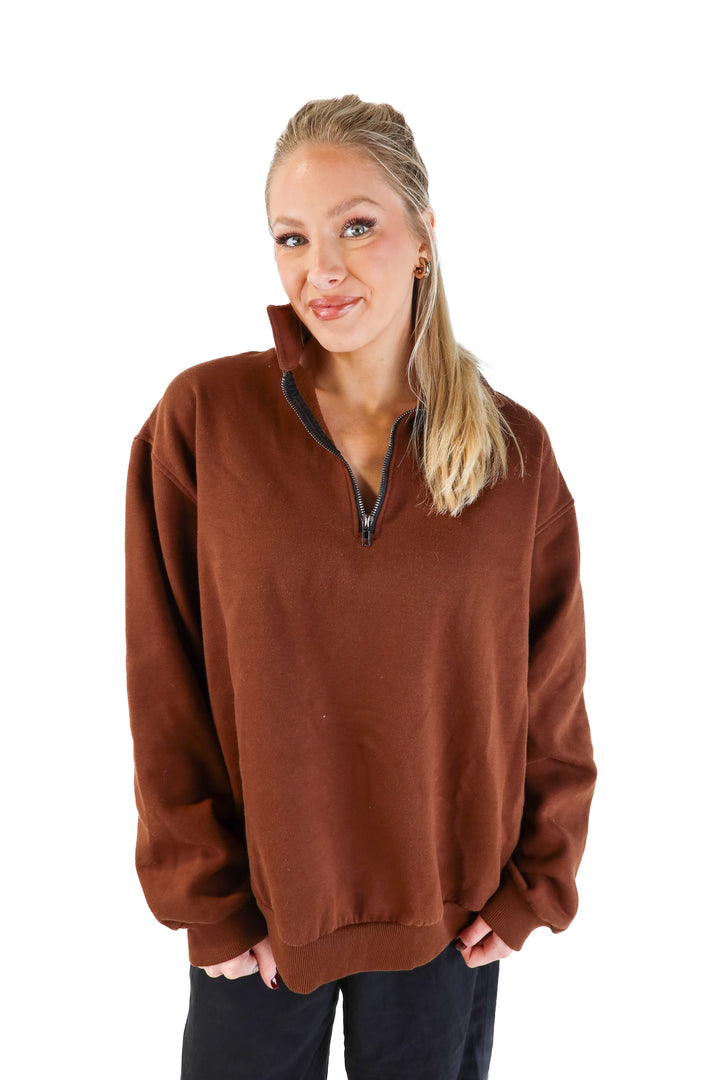 Brown Half-Zip Sweatshirt (XL)