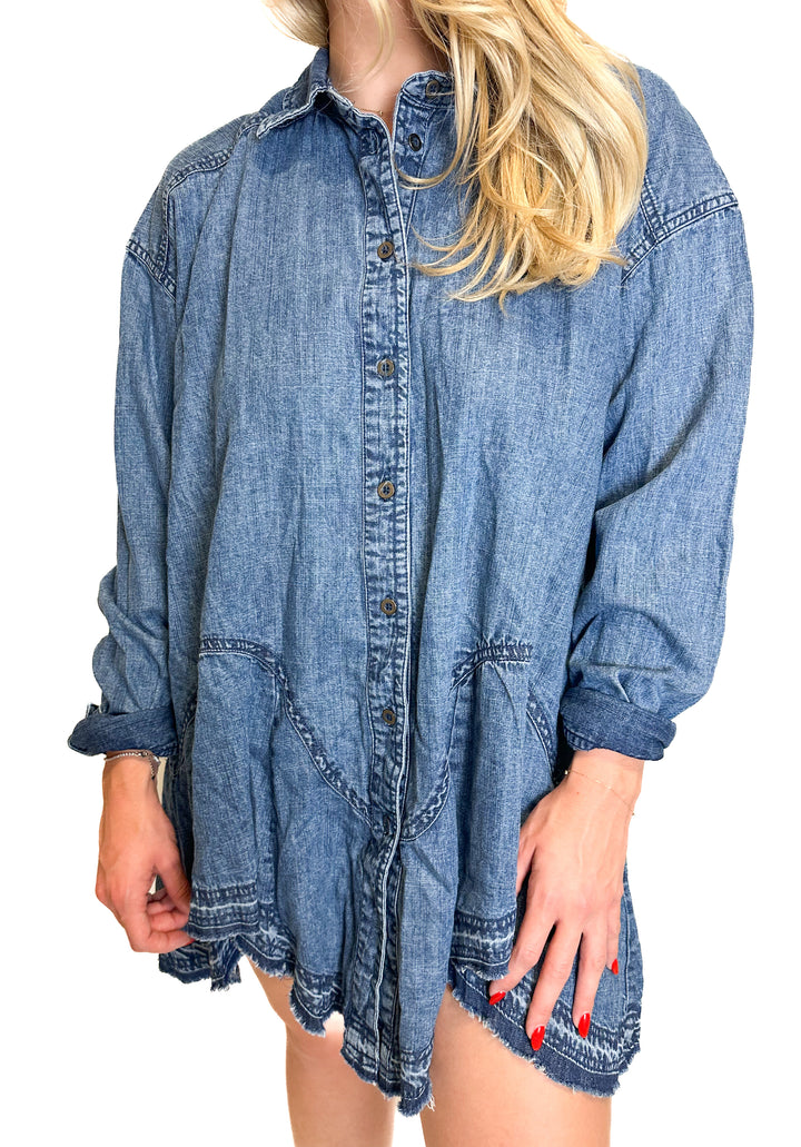 We the Free Denim Button-Down Mini Dress NWT (S; retail $82)