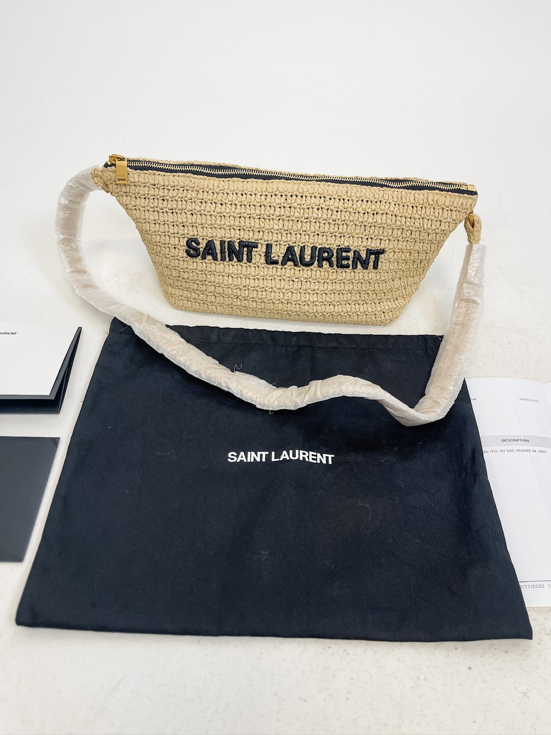 Saint Laurent Le Rafia Logo Shoulder Bag NWOT (retails for $1350)