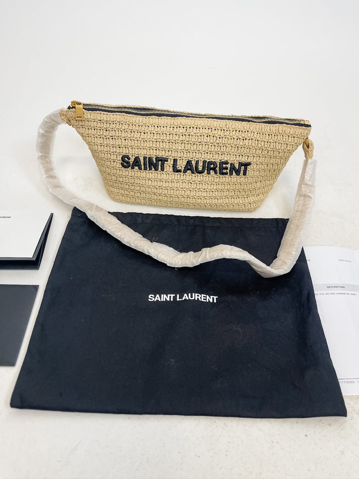 Saint Laurent Le Rafia Logo Shoulder Bag NWOT (retails for $1350)