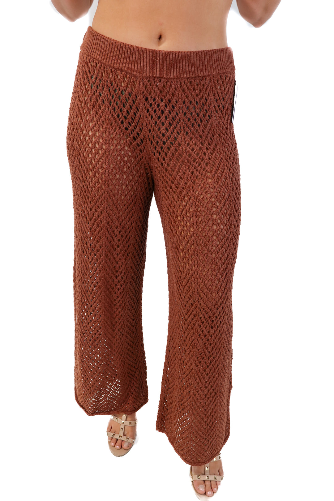 Wild fable dark brown metallic crotchet pants NWT (L)