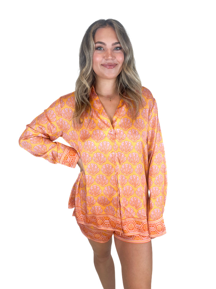 Show Me Your Mumu Seashell Print Shirt and Shorts Set (L)