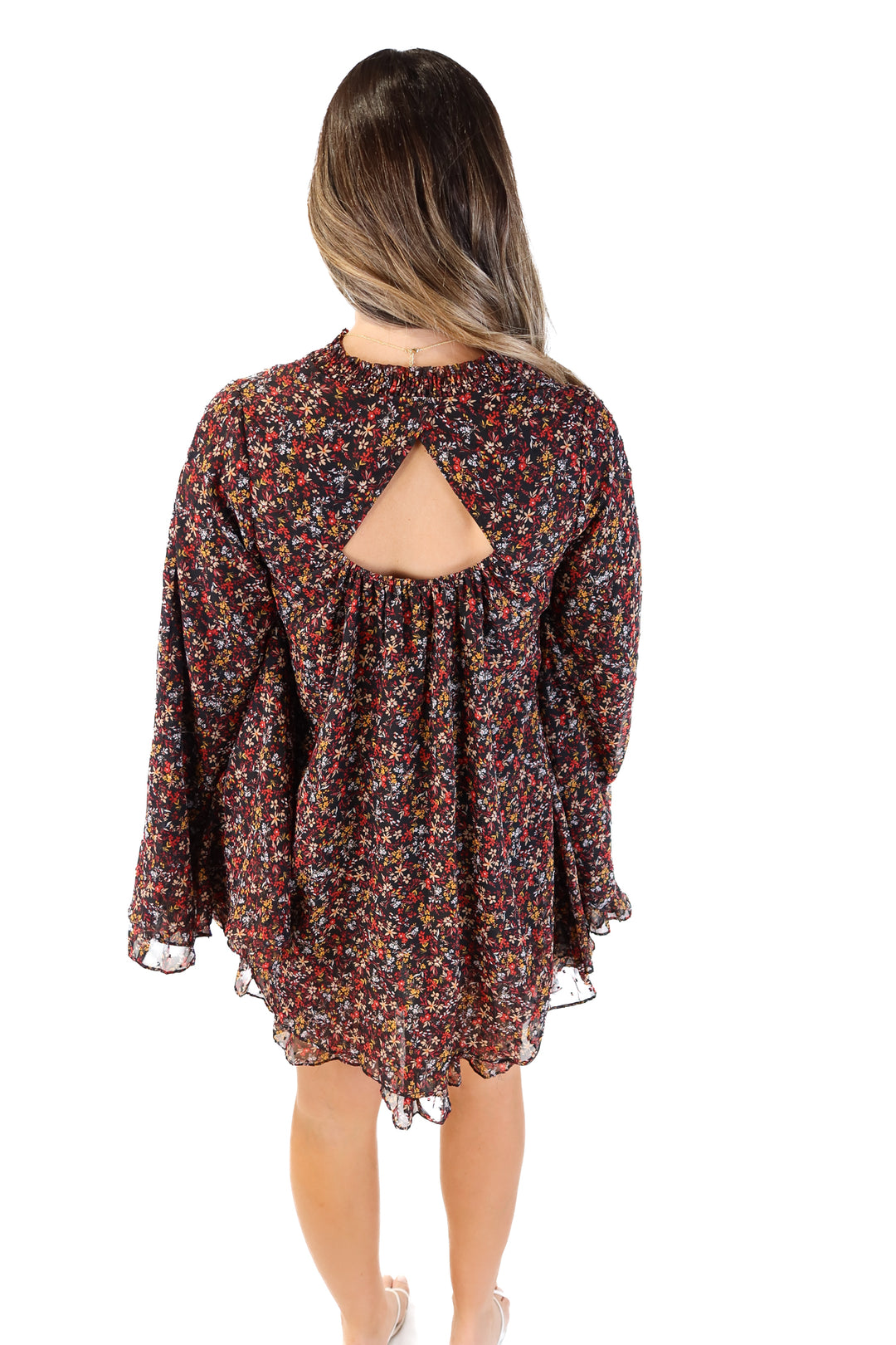 Buddy love dark floral flowy dress (s; retails for $120)