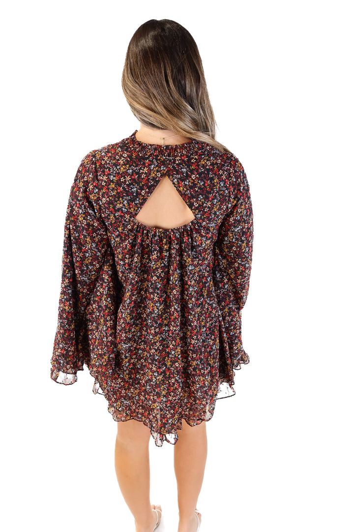 Buddy love dark floral flowy dress (s; retails for $120)