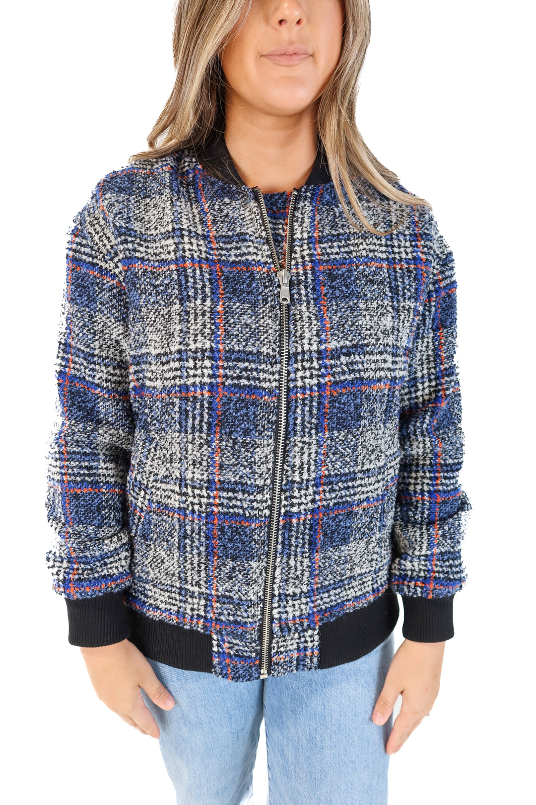 Avec Les filles Plaid Bomber Jacket (S)