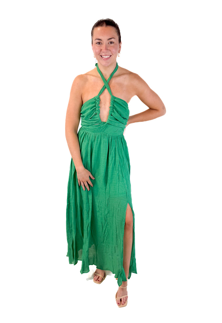 aakaa green maxi dress NWT (retails for $99)