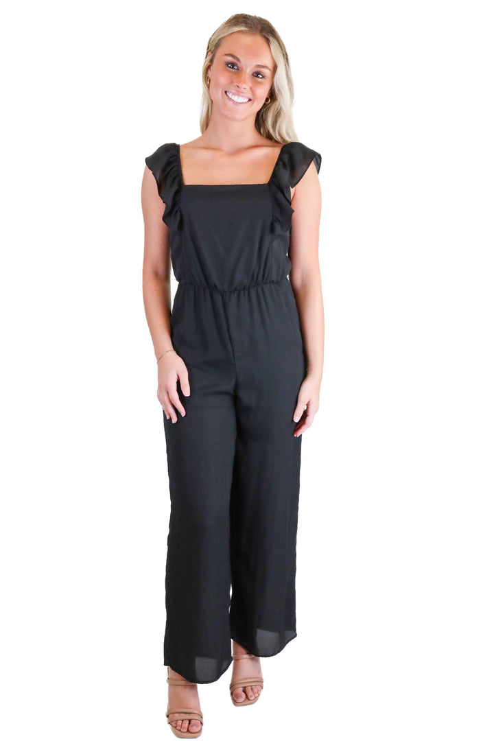 Mi Ami Black Ruffle Jumpsuit (XXS)