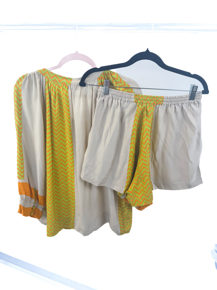 natalie martin chevron blouse & shorts set (s; retail $415)