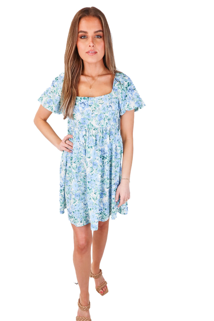 altard state blue floral metallic dress (s; retail $78)