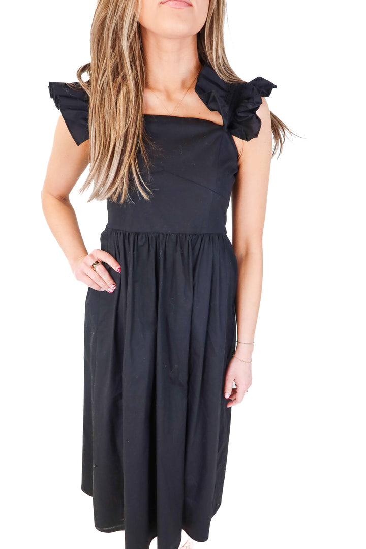 WAYF Black ruffle Sleeve Dress NWT (S)