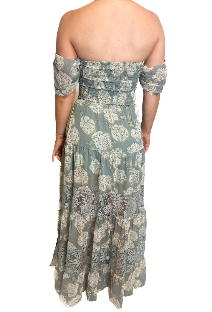 Joyfolie Green Floral Maxi Dress XXS (NWT)