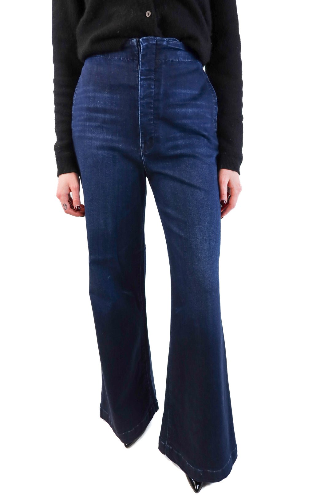 Mother Dark Wash Wide Leg Pants (28; retail $258)