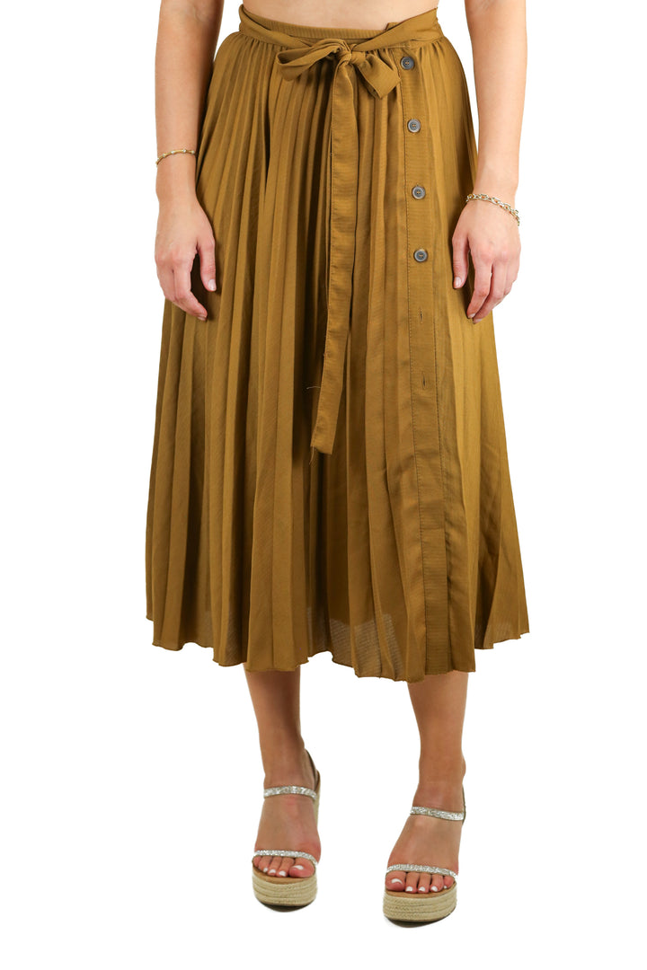 Zara Dark Mustard Pleated Midi Skirt (XS)