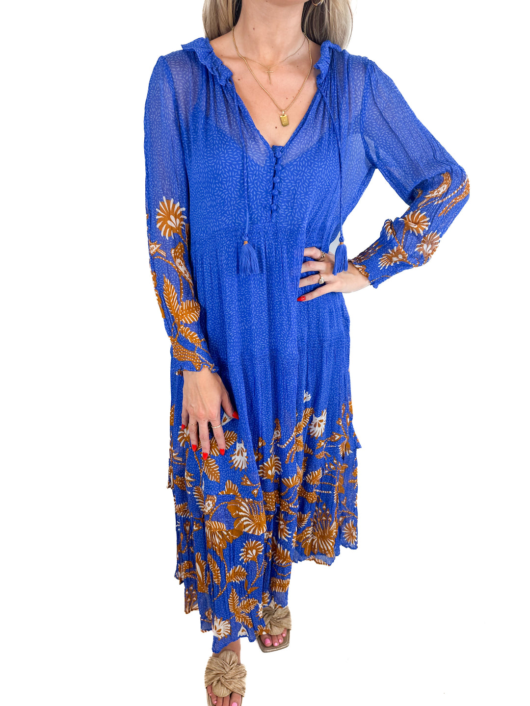 Anthropologie The Marais Printed Chiffon Maxi Dress (XSP)