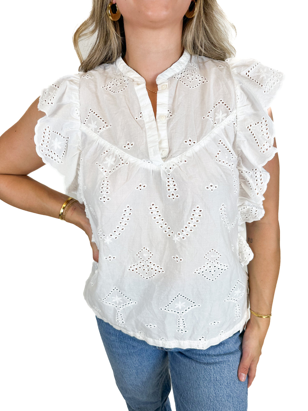 Lee White Eyelet Top (M)