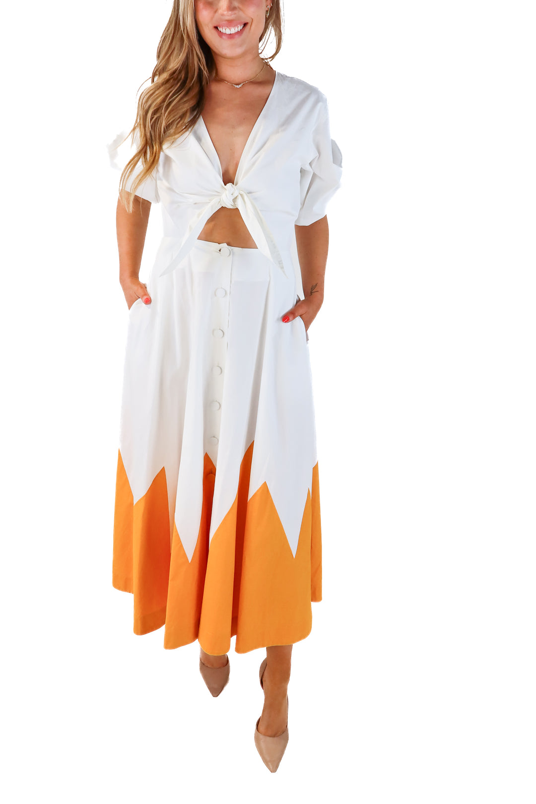 Double J White Colorblock Maxi Dress (M; retails for $890)