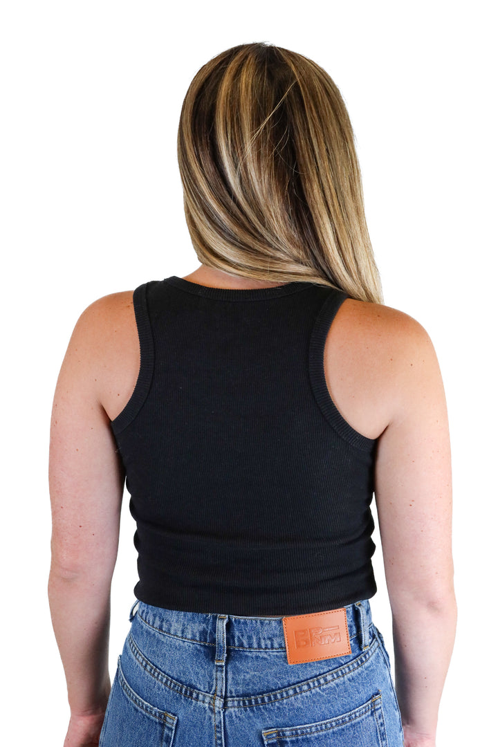 Petal and Pup Black Ribbed Tank Top (XS)