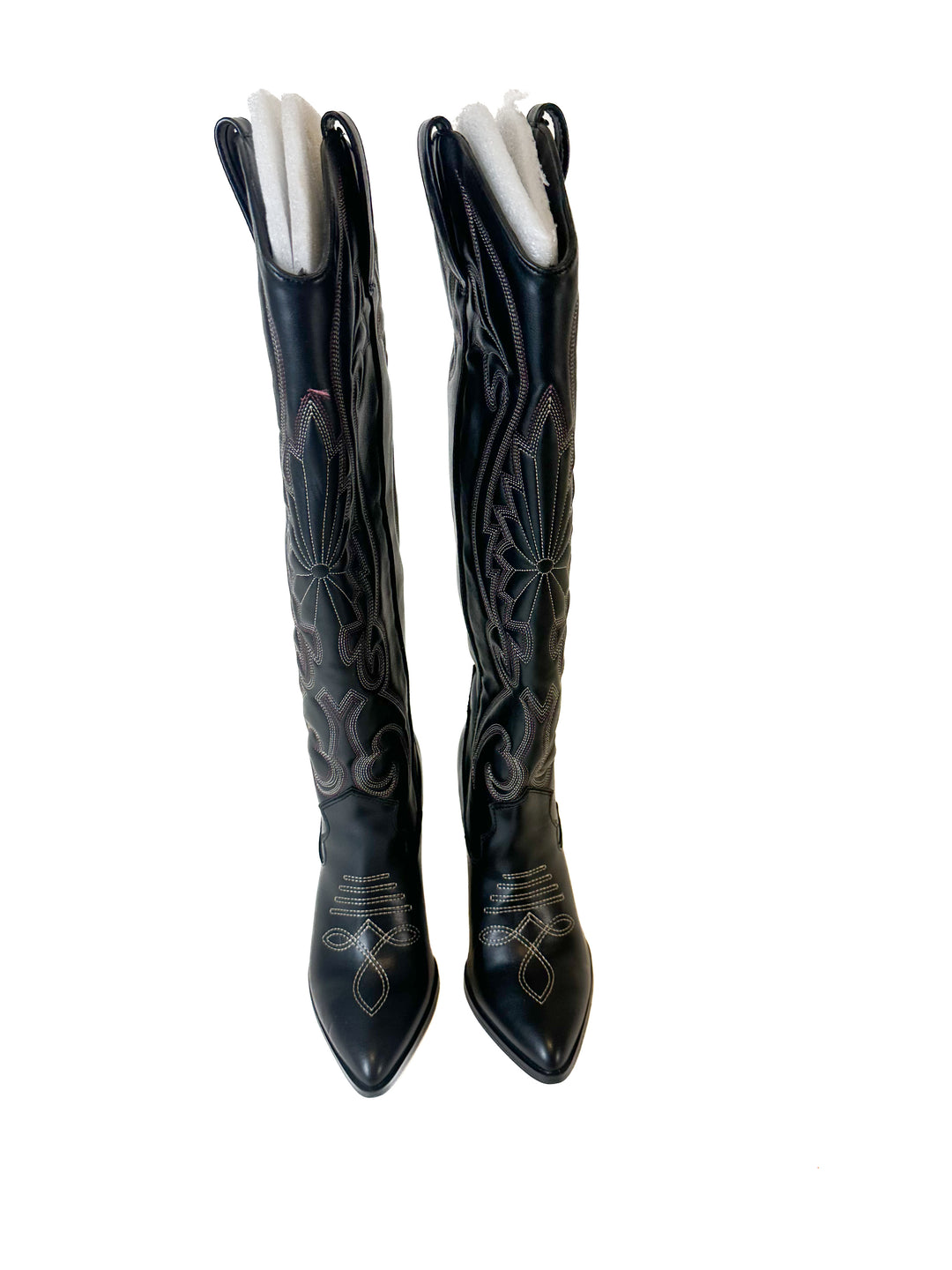 Black Embroidered High Boots (7)