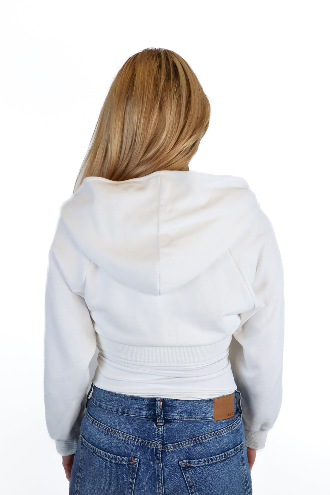 stpl white cropped hoodie (s)