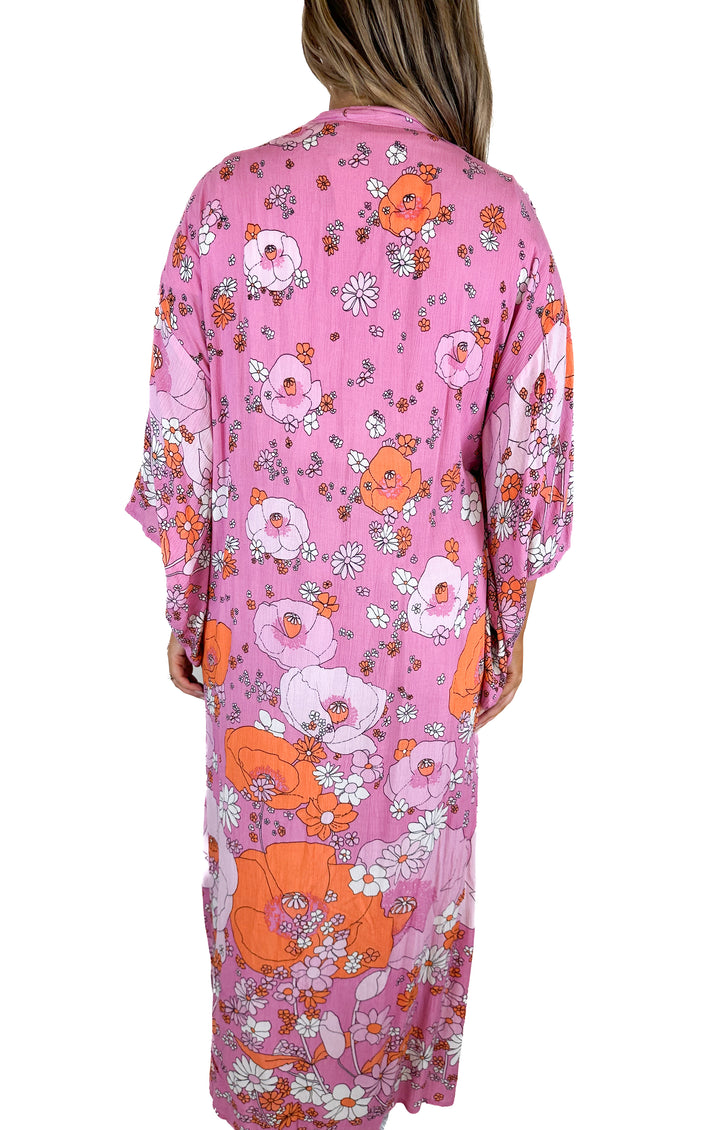 Free People Pink Floral Caftan (O/S)