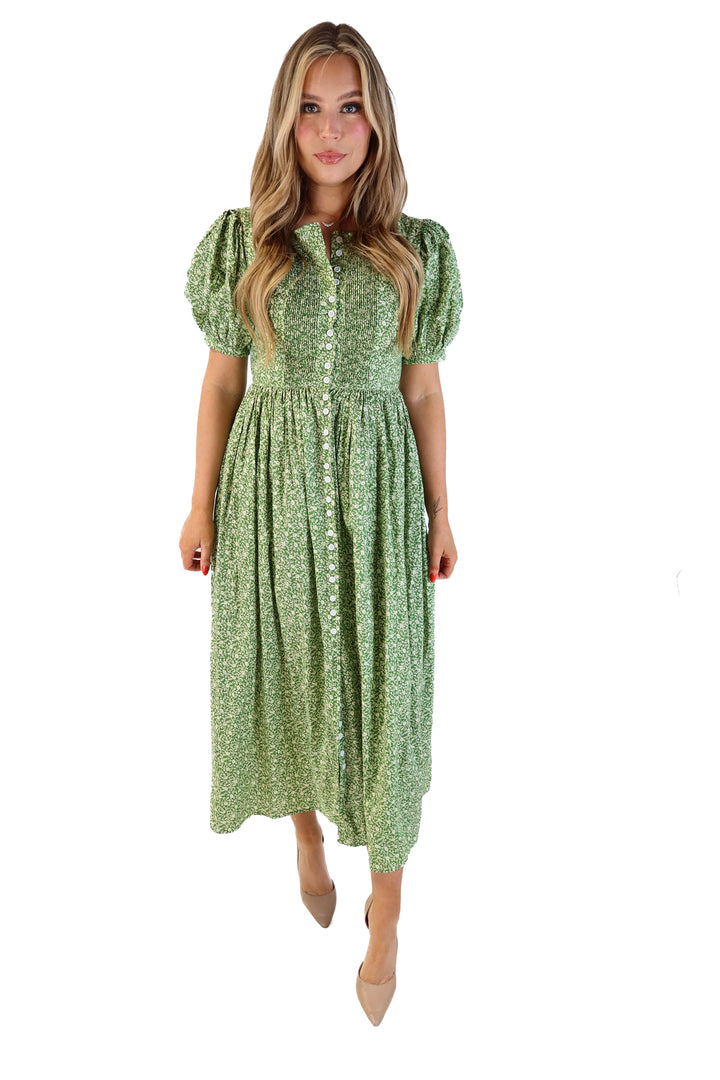 R.Vioimos green floral maxi dress (s/m)