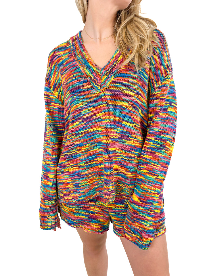 Show Me Your Mumu Space Dye Knit Sweater and Shorts Set (XS)