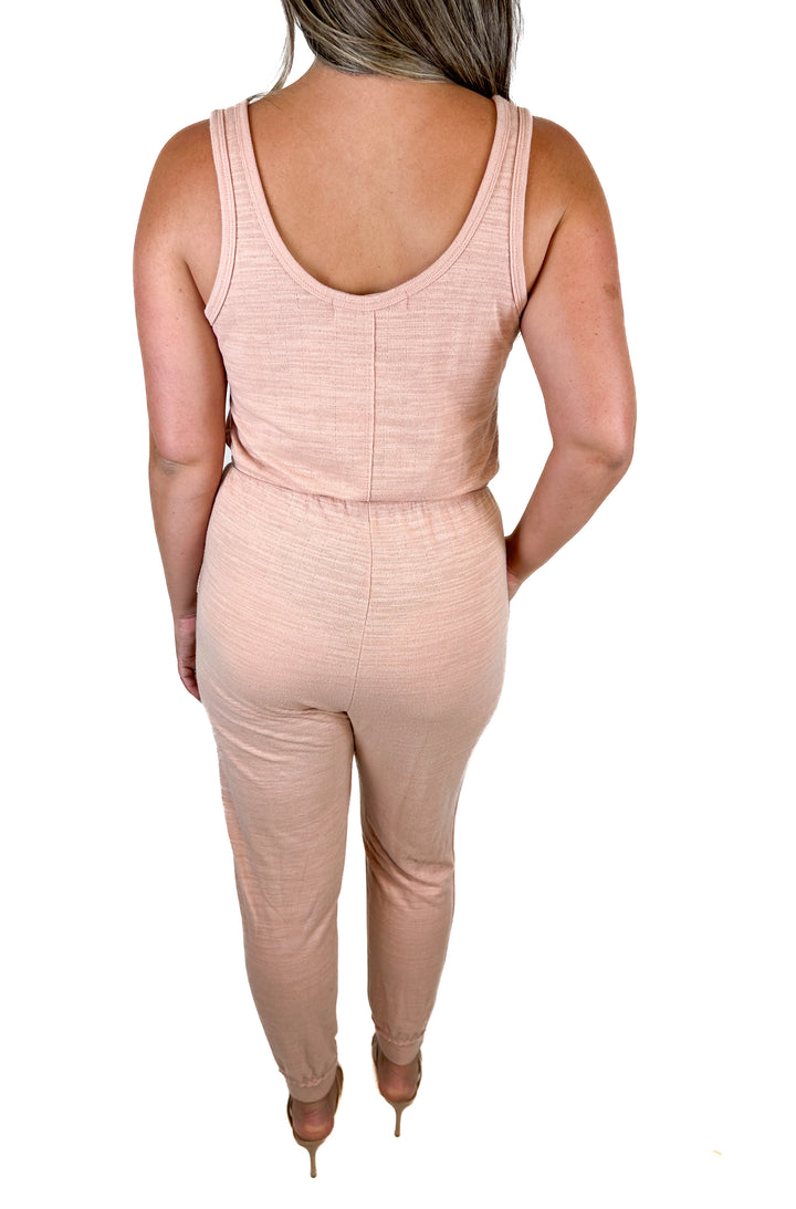 Free People Beach Mauve Pink Drawstring Waist Jumpsuit (M)