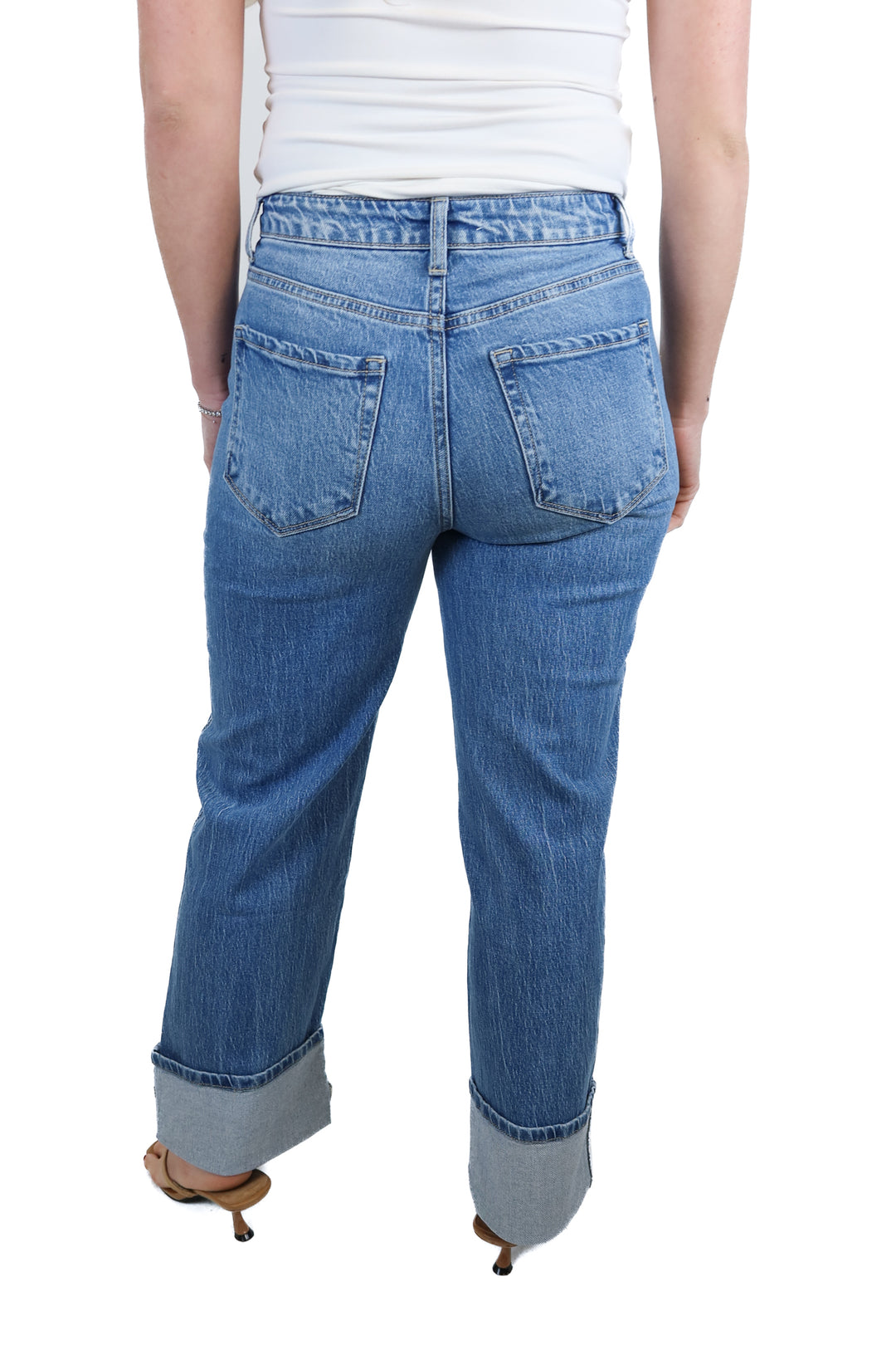 vici medium wash cuff jeans NWT (25; retail $74)